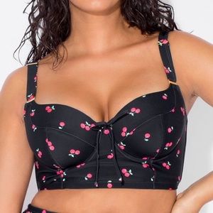 Smart & Sexy Swim Cherry Print Longline Bikini Top